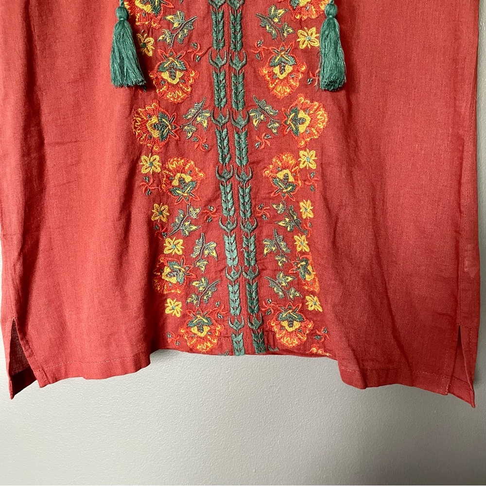 Natural Life Embroidered Tassel Boho Mini Dress In Orange & Blue Size XS NWT - Picture 13 of 14
